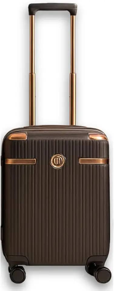 Mala de Bordo 10kg Rigida em ABS Premium, Rodas Duplas 360°, Cadeado com Senha, Design Compacto e Sofisticado, Divisória com Zíper e Cinto Elástico Cruzado (Marrom Café)
