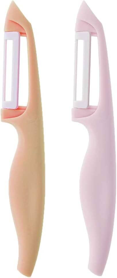 Descascador de legumes e frutas com lâmina de cerâmica – Pacote com 2 – Descascador de cerâmica para utensílios de cozinha – Faca profissional de mão