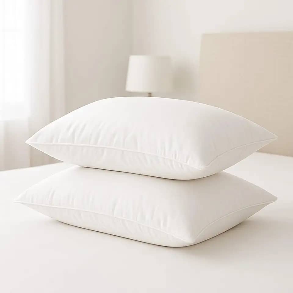 Kit 2 Travesseiros Pena de Ganso e Fibra – Branco, Macio, Antialérgico e Lavável