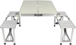 Mesa Dobrável de Alumínio Com 4 Banquetas Para Camping Vira Maleta