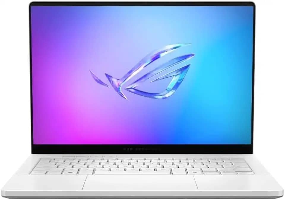 ASUS ROG Zephyrus G14 Latest 2025 35.6 cm 3K OLED 120Hz Gaming Laptop Copilot+ PC AMD Ryzen AI 9 HX 370 NVIDIA RTX 5080 32GB RAM 2TB SSD Platinum Branco