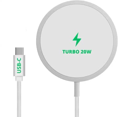 Carregador Por Indução 20W Turbo, Cabo De Indução Magnético Sem Fio Tipo C 20W, Compatível com MagSafe Carregamento Rápido 1M, Branco, Power Delivery, Cabo Tipo C
