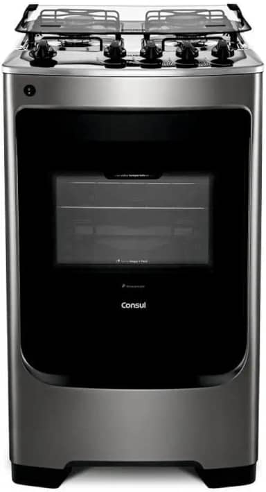 Fogão Consul 4 bocas cor Inox com acendimento automático - CFO4NAR BIVOLT