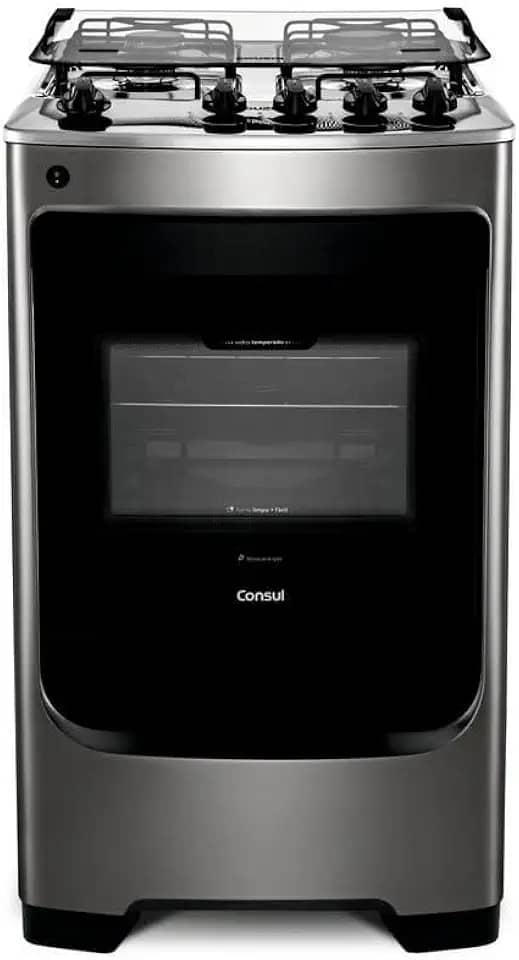 Fogão Consul 4 bocas cor Inox com acendimento automático - CFO4NAR BIVOLT