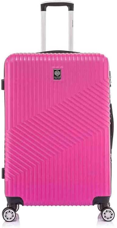 Mala de Viagem Grande de Despacho 30 kg Rígida ABS com 4 rodas duplas 360º e trava de segredo numérico TSA, divisória interna com zíper e elastico de fixação e expansor, Santino, PinkASAV7003G47