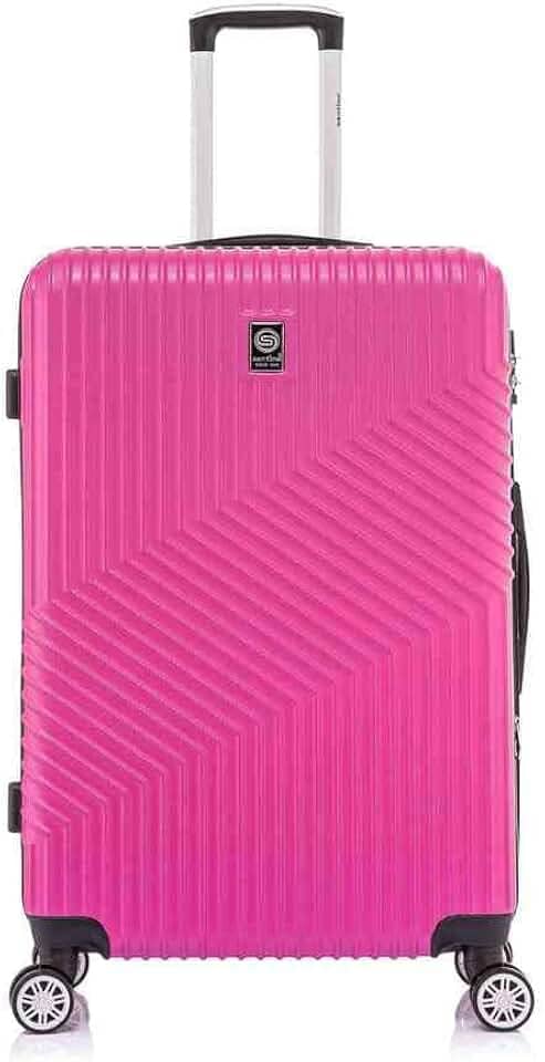 Mala de Viagem Grande de Despacho 30 kg Rígida ABS com 4 rodas duplas 360º e trava de segredo numérico TSA, divisória interna com zíper e elastico de fixação e expansor, Santino, PinkASAV7003G47