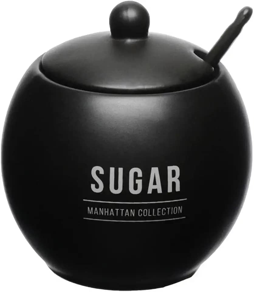 Haüskraft - Açucareirocom colher de porcelana Manhattan preto 350ml