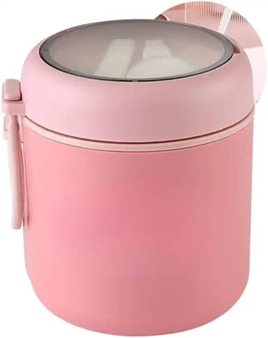 Pote/Marmita/Sopeira/Lancheira, Térmico, Com Colher Para Alimentos/Papinhas/Sopas ou Frutas, Em Aço Inox 530ml (Rosa)
