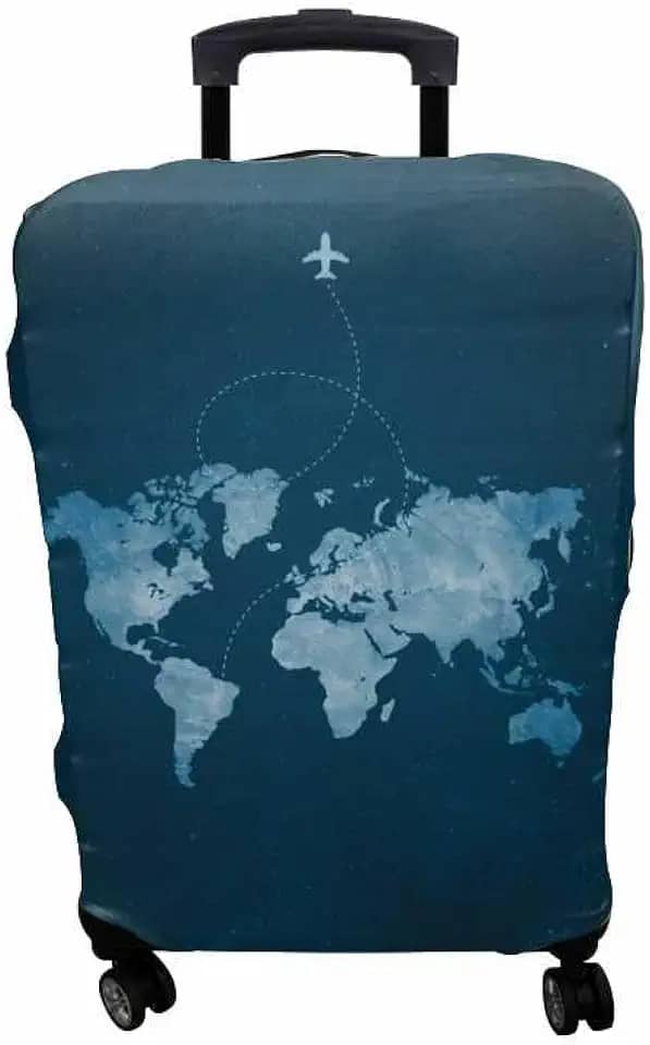 Capa Elástica Protetora De Mala Para Viagem De Mapa (Azul, Pequeno)