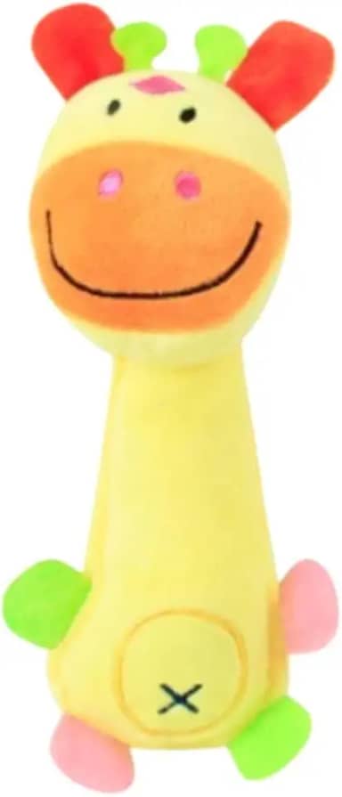 Bichinho de Pelúcia para Cachorro e Gato Brinquedo Mordedor Pet com Apito Girafa Macaco Porco (AMARELO)