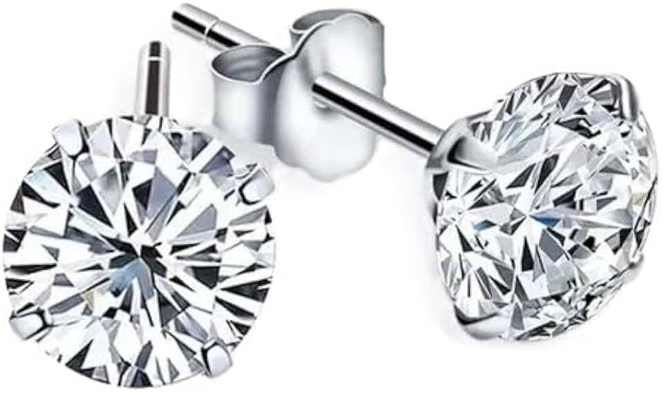 Par de Brincos Prata Masculino Redondos 10mm Estilo CR7 com Zirconia Cubica Original Brilho Eterno