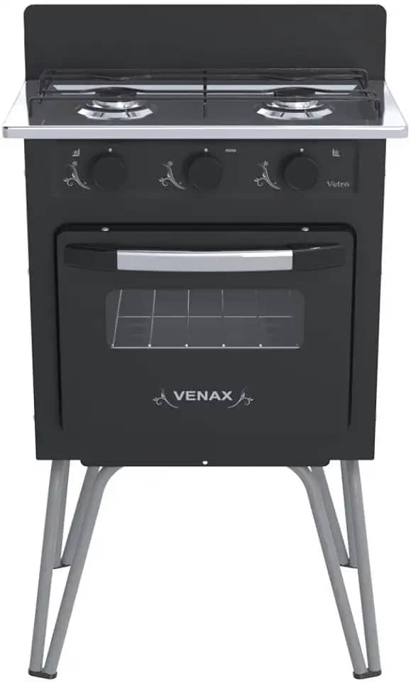 Fogao 2 Bocas Venax Gemini Vetro Preto Fosco Gas Glp