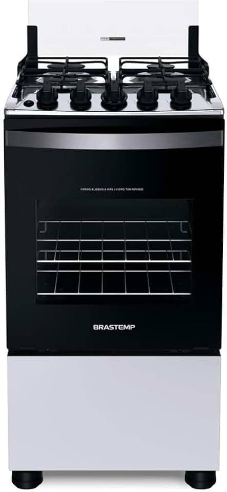 Fogão Brastemp 4 Bocas Branco com Duas Prateleiras com Alturas Ajustáveis - BFO4NBB Bivolt