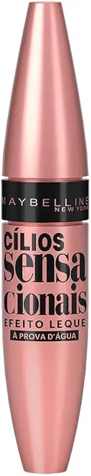 Maybelline NY Cílios Sensacionais Máscara de Cílios À Prova d'Água, Efeito Leque com Volume e Definição, Longa Duração e Não Empelota, Cor Preto Intenso, 9,5ml