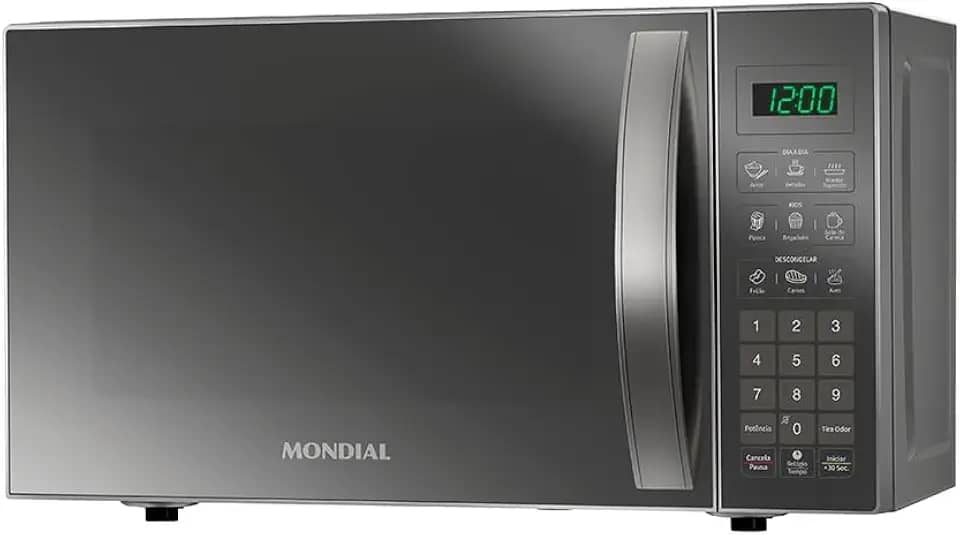 MONDIAL Micro-Ondas, Cinza/Espelhado, 1200W, 110V - MO-01-21-E