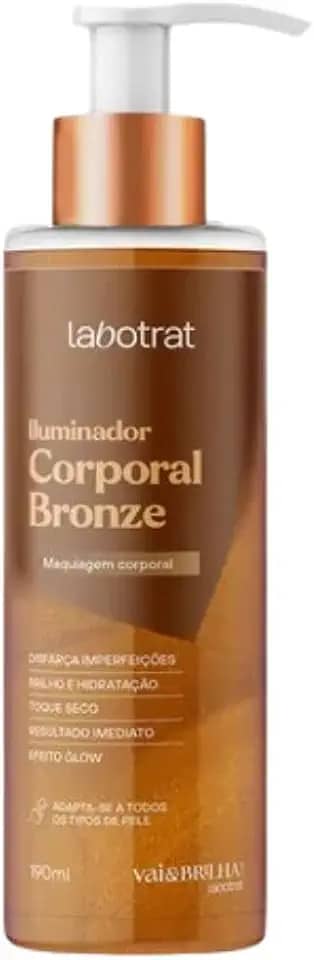 Labotrat Iluminador Corporal Bronze Vai&Brilha 190ml - Disfarça Imperfeições, Brilho e Hidratação, Toque Seco, Resultado Imediato, Efeito Glow