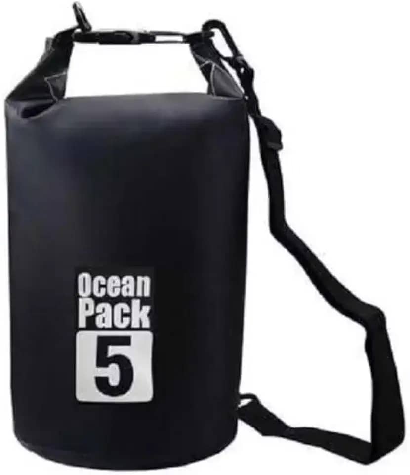 Saco Estanque Dobrável 5 Litros Impermeável com Alça Ajustável Prova D'Agua Mergulho Pescaria Saco Mochila