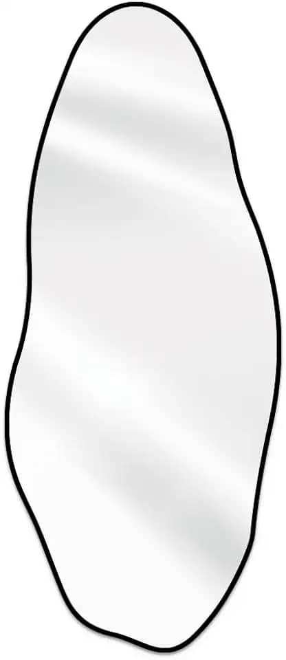 Espelho Orgânico Corpo Inteiro Pedra 160x70cm Design Moderno com Moldura em Couro para Decoração Sofisticada (Preto)