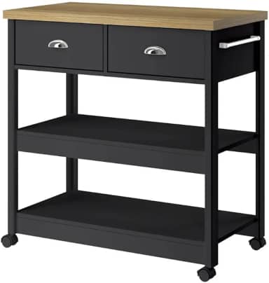 Aparador Carrinho Chá Ditália 2 Gavetas Preto Ba-135