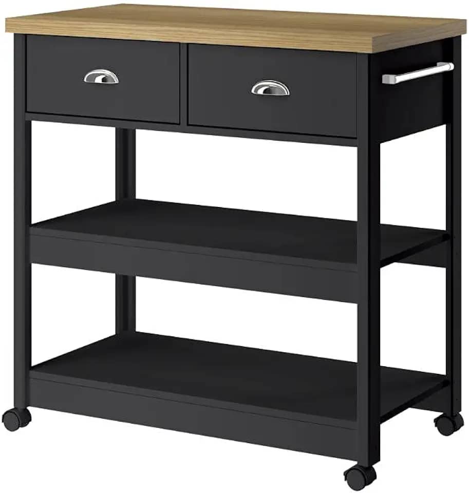 Aparador Carrinho Chá Ditália 2 Gavetas Preto Ba-135