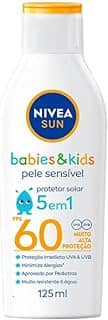 NIVEA SUN Protetor Solar Kids & Babies Pele Sensível FPS 60 125ml - Infantil, muito alta proteção UVA/UVB, minimiza o surgimento de alergias, muito resistente à água com proteção imediata