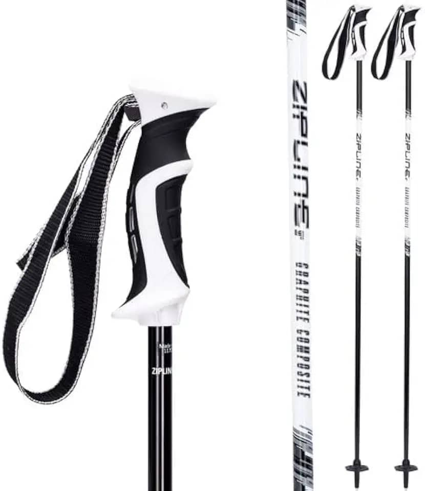 Bastões de esqui Zipline Lollipop 14.0 grafite composto de carbono – aderência ergonômica leve, amortecimento de vibração, tosadores e estilo livre. Escolha de esquiadores olímpicos (alcaçuz preto,