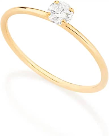 Anel solitário folheado a ouro - Branco - 513053 - Rommanel Cor:Branco;Tamanho:12