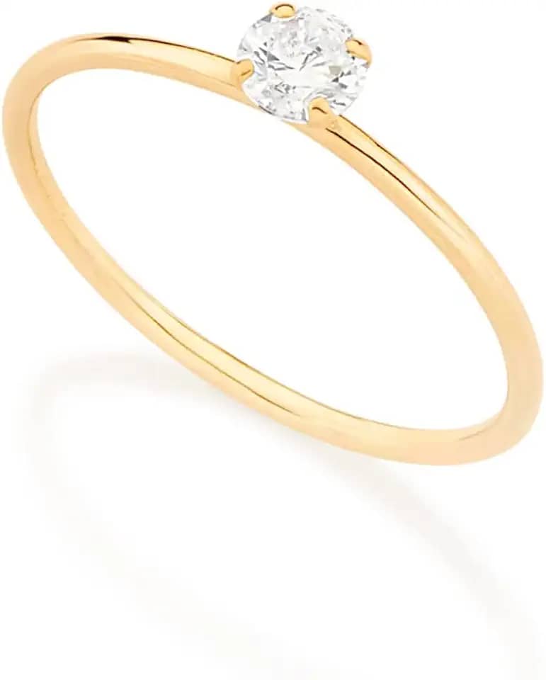 Anel solitário folheado a ouro - Branco - 513053 - Rommanel Cor:Branco;Tamanho:12