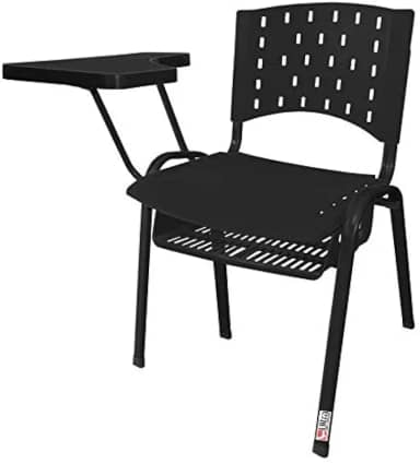 Cadeira Universitária Plástica Preta Com Porta Livros 10 Unidades Prancheta Plástica - ULTRA Móveis