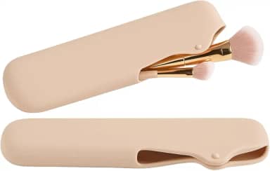 Porta Pincéis de Maquiagem - Estojo de Maquiagem em Silicone Lavável – Organizador Para Seus Pincéis de Maquiagem - Ideal para Bolsa e Viagens (Nude)