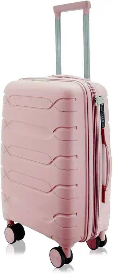 Mala de Bordo Rígida em Polipropileno, 10kg, 4 Rodas 360º, com Expansor e Cadeado Segredo P1MB (Rosé Gold A)