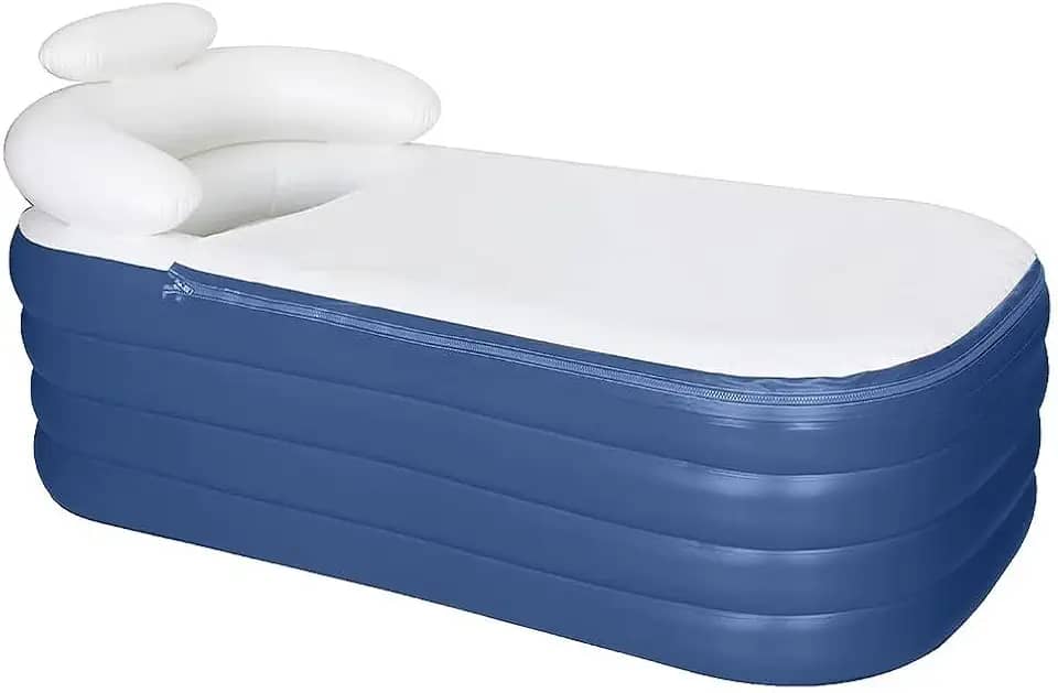 Banheira Ofurô Inflável Adulto Dobrável 120l com Bomba Elétrica (AZUL)