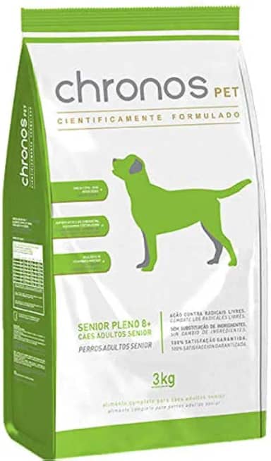 Chronos Ração Pet Cães Super Premium Senior Pleno 8+ 3Kg Raça Idosos Sabor Frango