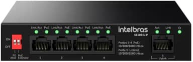 Intelbras Switch Gigabit S1105G-P, 5 Portas 10/100/1000Mbps, 4 Portas PoE, Não Gerenciável