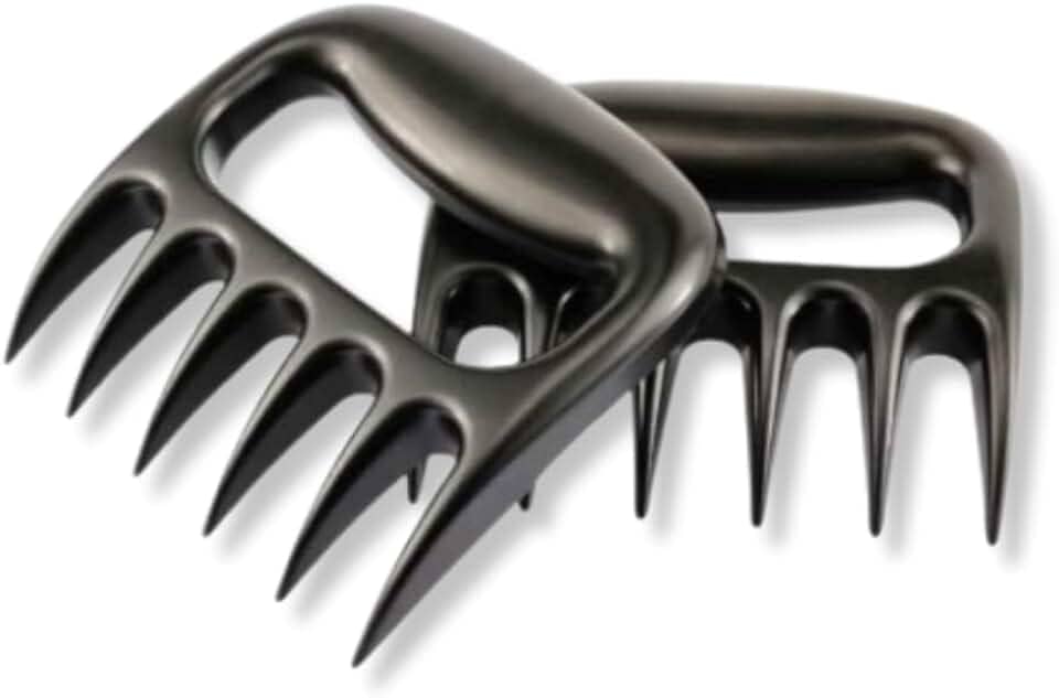 Garras de Carne Pretas BBQ para Desfiar Frango, Porco e Costela – Kit com 2 Peças Reforçadas em Plástico ABS Resistente ao Calor, Estilo Garras de Urso para Churrasco Profissional