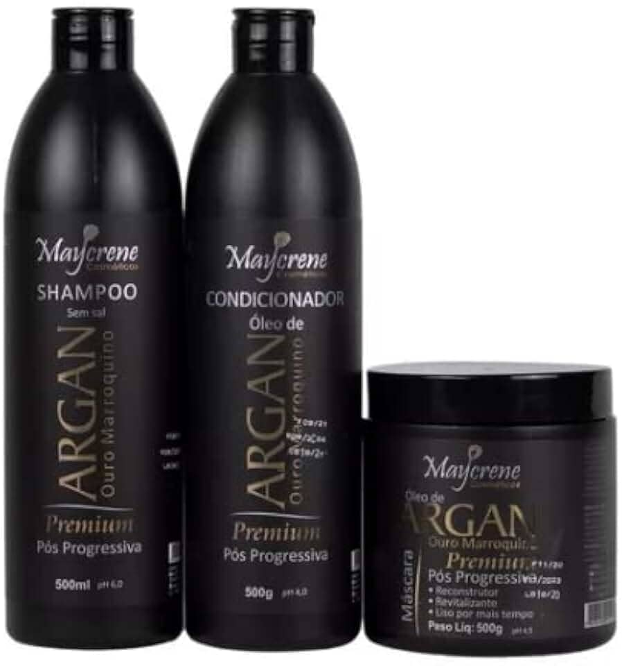 Kit Pós Progressiva Óleo De Argan Ouro Marroquino Premium 500 ML 3 Itens