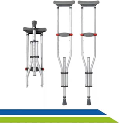 Muleta Axilar Regulável Dobrável 3 tamanhos em 1 (P,M,G) até 130kg Par Hidrolight