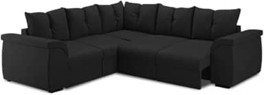 Sofá de Canto 5 Lugares Retrátil Qatar Suede Preto