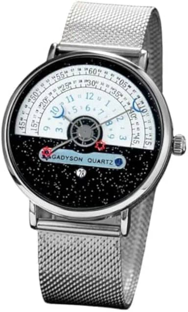 Relógio Masculino "Cosmic Iron" em Aço Inoxidável com Visor de Vidro Temperado 40mm, Pulseira 23cm – Movimento de Quartzo, Calendário e Estilo Futurista – Acompanha Caixa Premium