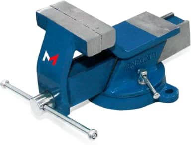 Morsa de Bancada Menegotti Nº 5 – 125mm | Base Giratória, Bigorna Integrada, Corpo Reforçado | Uso Profissional e Semiprofissional