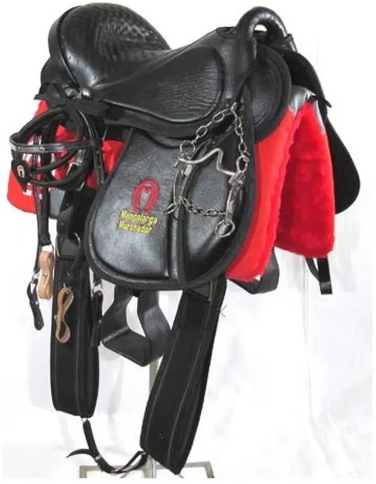 Sela Australiana Preta Em Gel Luxo Arreada Completa 16 Polegadas + Acessorios