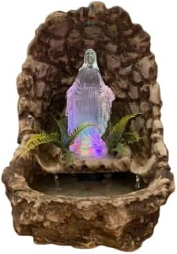 Fonte de água NSra das Graças iluminada gruta cascata