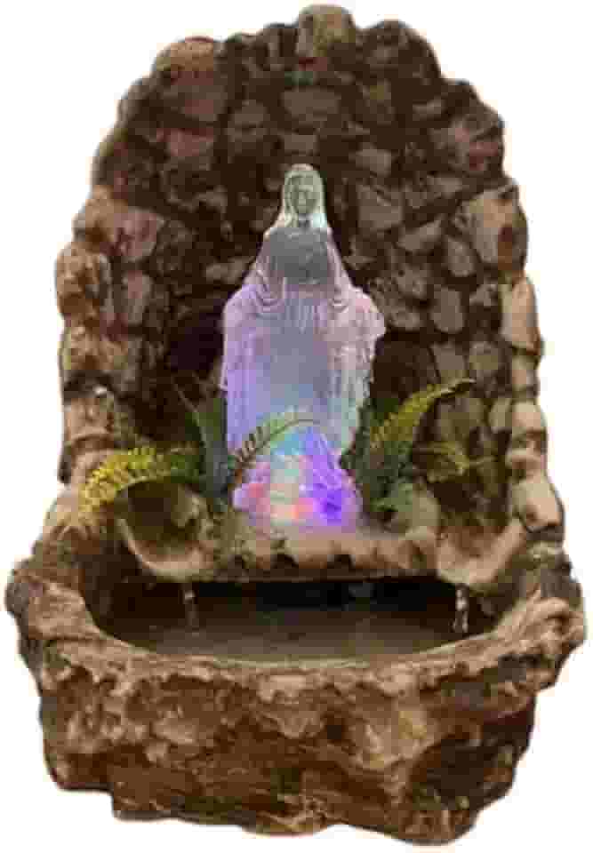 Fonte de água NSra das Graças iluminada gruta cascata