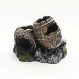 Toca barrica para Peixes Betta e Pequenos Peixes | Toca em Resina Atóxica para Aquário de Água Doce ou Salgada | Pintura Artesanal (Dupla)