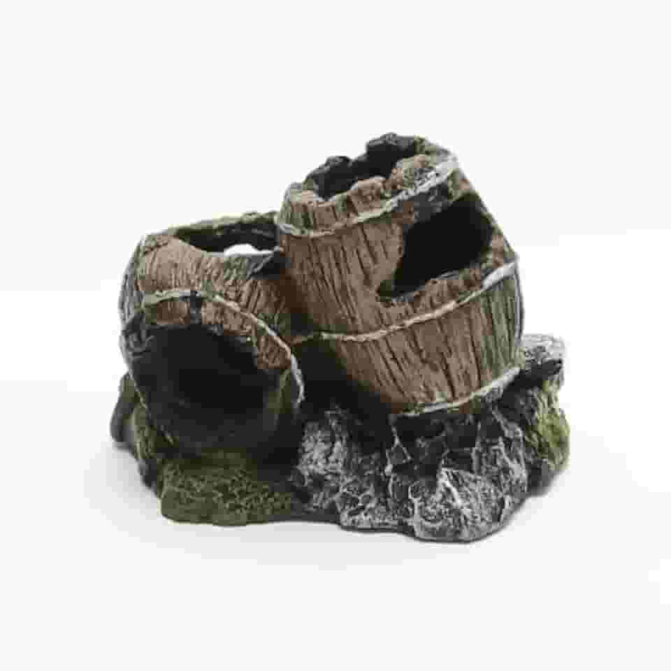 Toca barrica para Peixes Betta e Pequenos Peixes | Toca em Resina Atóxica para Aquário de Água Doce ou Salgada | Pintura Artesanal (Dupla)