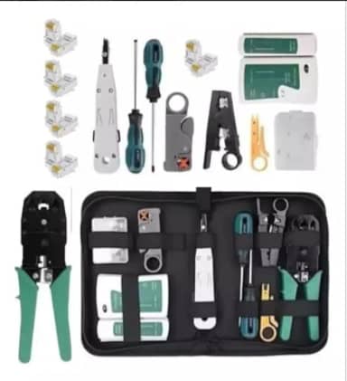 Kit Ferramentas Rede Informática Testador Lan Crimpar Rj45, Ferramentas Manutenção De Rede Internet + Estojo, Maleta de TI