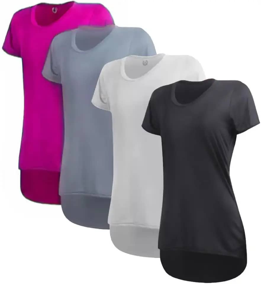 Kit 4 Camisetas Femininas Dry Fit Poliéster Tapa Bumbum Mullet Proteção UV