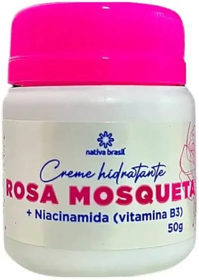 Creme Hidratante Rosa Mosqueta com Niacinamida, 50g, Clareia Manchas e Rejuvenesce