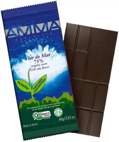 Chocolate 75% Cacau Flor do Mar Orgânico Amma Chocolate 80g