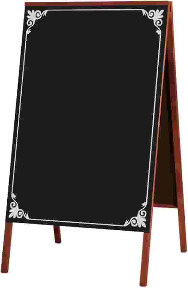 Cavalete de Calçada Negro Decorado 2, 70cm X 50cm, Mad. Pinus Mogno - Souza & Cia (Ref: 2123)